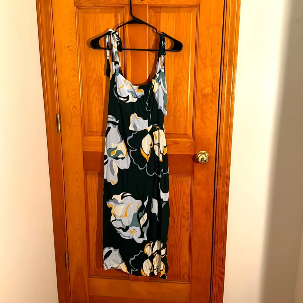 Reformation Black Floral Tie-Shoulder Midi Dress - Picture 1 of 10